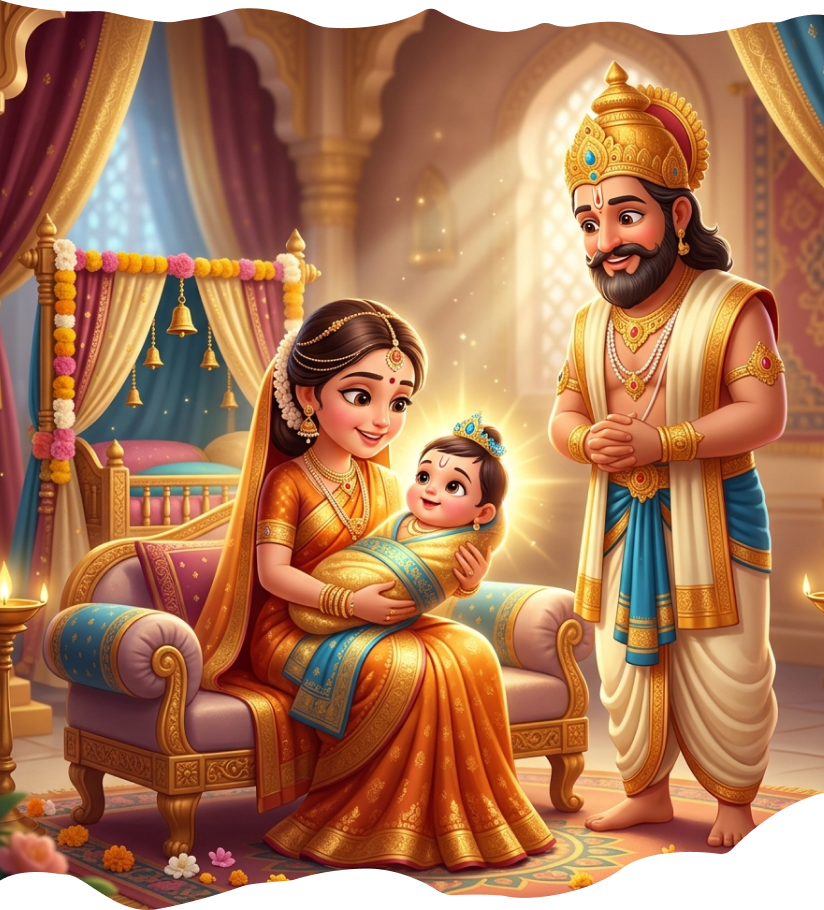 Sacred mythological family scene from Shlokshala